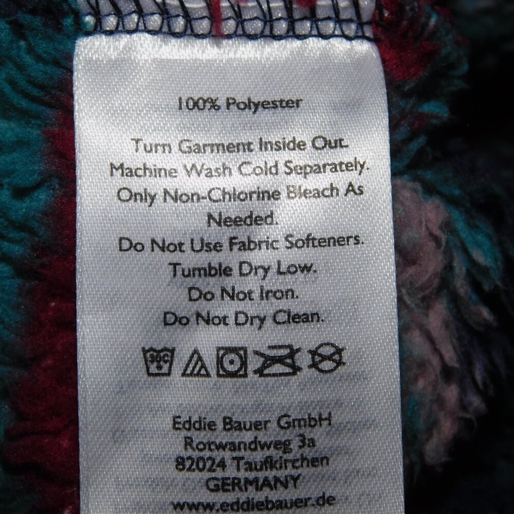 Eddie Bauer Womens L High pile Teddy Fleece Multicolor Camo 1/4 Zip Pullover - Picture 6 of 9